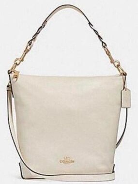 Coach Chalk White Pebbled Leather Abby Duffle Shoulder Bag F31507